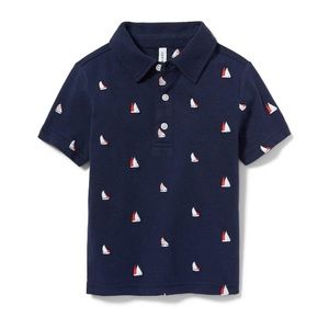 LIKE NEW Janie and Jack Embroidered Sailboat Polo Shirt
